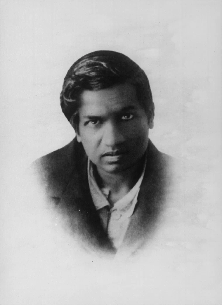 Portrait photograph of Srinivasa Ramanujan, 1913